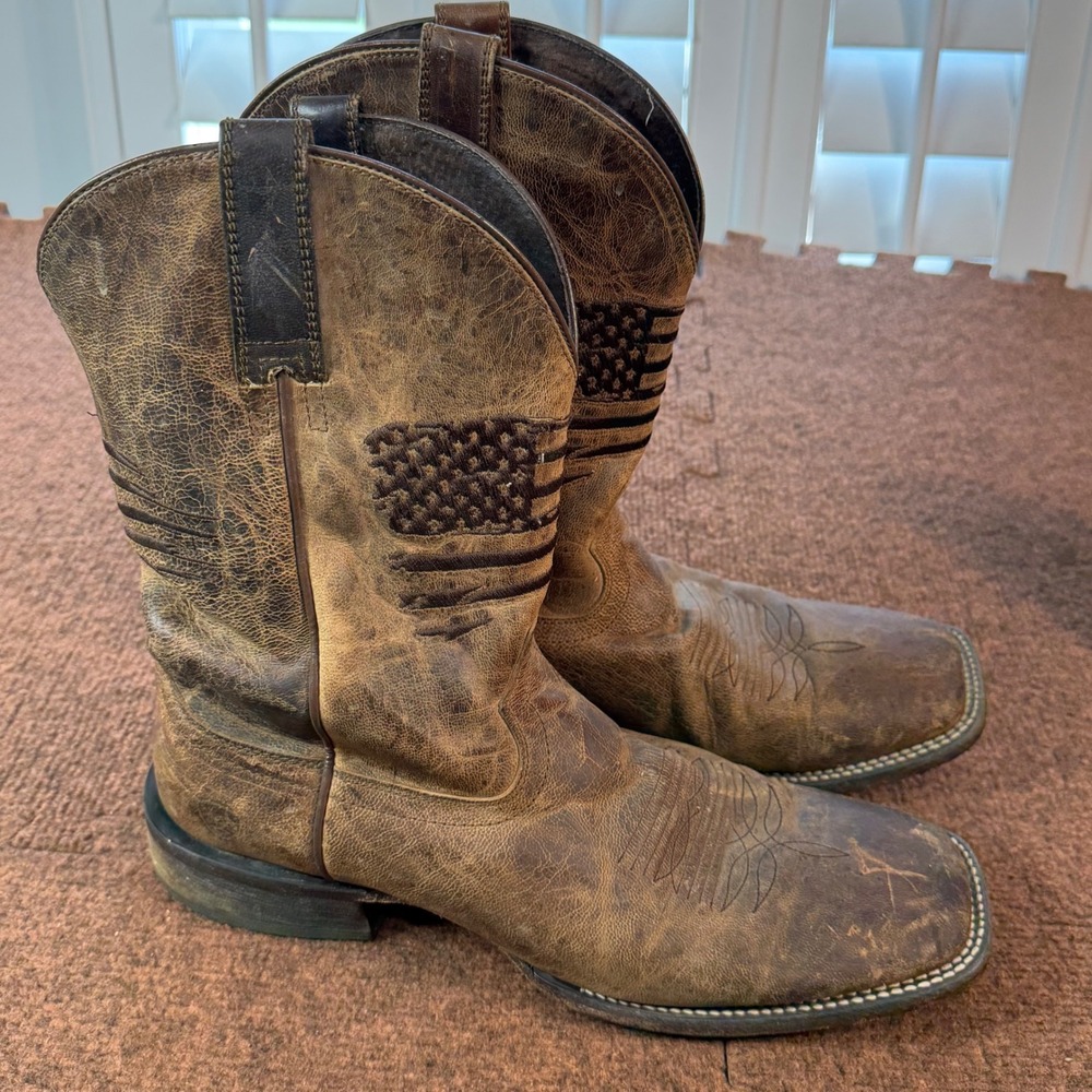 Ariat Sport Patriot Mens Distressed Brown Leather Western Boots 10029699 11.5 D